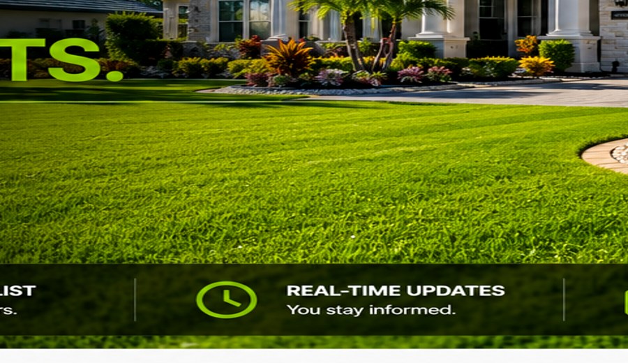 Freshly maintained Florida lawn